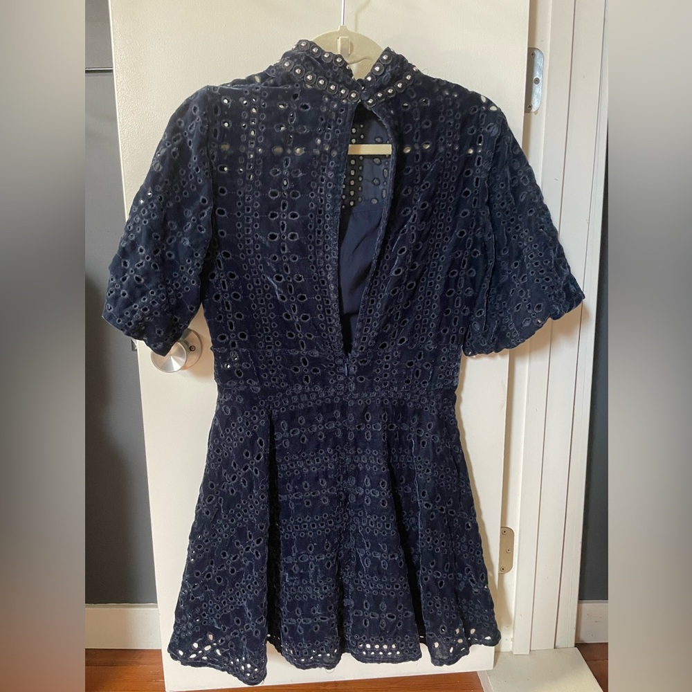 Navy velvet shirt sleeved dress